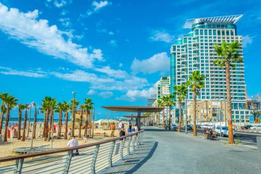 Tel Aviv, İsrail, 9 Eylül 2018: Görünümünü sahil mesire ben