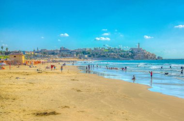 Tel Aviv, İsrail, 9 Eylül 2018: Jaffo Cityscape, eski bir 