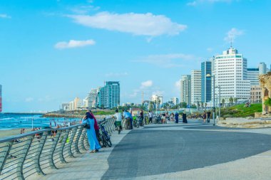 Tel Aviv, İsrail, 9 Eylül 2018: Görünümünü sahil mesire ben