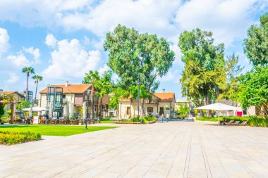 Tel Aviv, İsrail, 10 Eylül 2018: View s ahşap evlerin