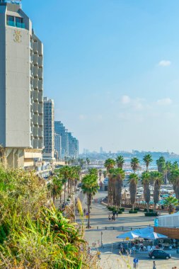 Tel Aviv, İsrail, 10 Eylül 2018: Sahil Gezinti görünümünü 