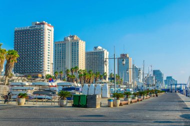 Tel Aviv, İsrail, 10 Eylül 2018: Sahil Gezinti görünümünü 