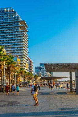 Tel Aviv, İsrail, 10 Eylül 2018: Sahil Gezinti görünümünü 