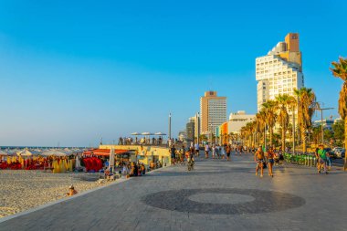 Tel Aviv, İsrail, 10 Eylül 2018: Sahil Gezinti görünümünü 