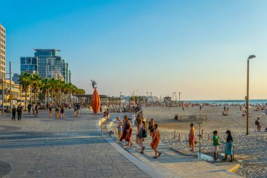 Tel Aviv, İsrail, 10 Eylül 2018: Sahil Gezinti görünümünü 