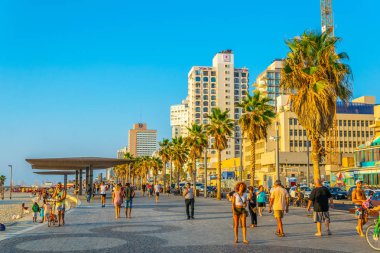 Tel Aviv, İsrail, 10 Eylül 2018: Sahil Gezinti görünümünü 