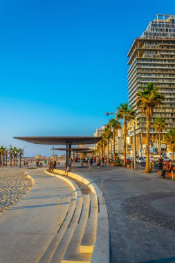 Tel Aviv, İsrail, 10 Eylül 2018: Sahil Gezinti görünümünü 