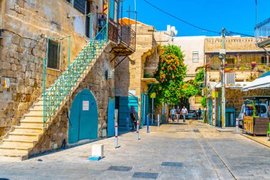 Acre, İsrail, 12 Eylül 2018: Dar sokak eski şehir 