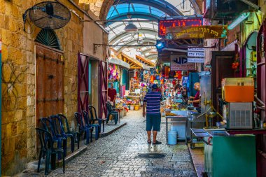 Acre, İsrail, 12 Eylül 2018: A geleneksel semt pazarı