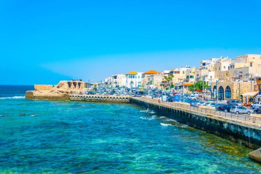 Acre, İsrail, 12 Eylül 2018: evler sahil üzerinde yer alan 