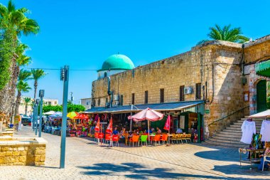 Acre, İsrail, 12 Eylül 2018: Street al Jazzar m önünde