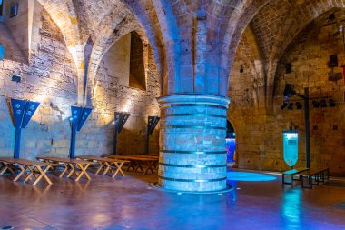 Acre, İsrail, 12 Eylül 2018: Knights hall iç ben