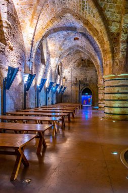 Acre, İsrail, 12 Eylül 2018: Knights hall iç ben