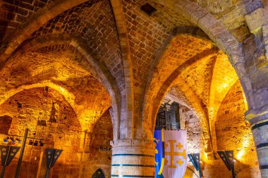 Acre, İsrail, 12 Eylül 2018: Knights hall iç ben
