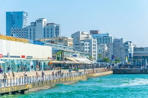 TEL AVIV, ISRAEL, SETEMBRO 10, 2018: Vista do antigo porto de Te — Fotografia de Stock