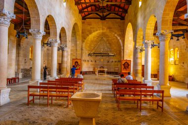 Tabgha, İsrail, 15 Eylül 2018: İnci kilise içinin