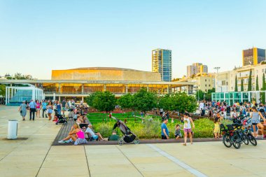 Tel Aviv, İsrail, 15 Eylül 2018: Gün batımı görünümü Charles