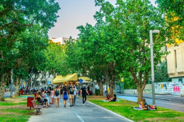 Tel Aviv, İsrail, 15 Eylül 2018: Sunset rotschi görünümünü