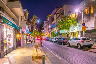 Tel Aviv, İsrail, 10 Eylül 2018: Gece görüş dar str