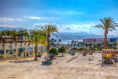Eilat, İsrail, 30 Aralık 2018: Her bakıldığında Eilat Cityscape