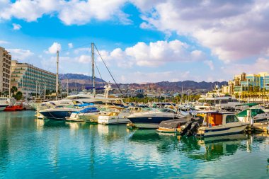 Eilat, İsrail, 30 Aralık 2018: Eilat İsrail'in Marina