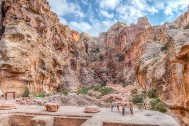 Rock formation in front of the Garden hall at Petra, Jordan clipart