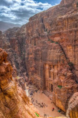 Al Khazneh mezar havadan görünümü Petra, Jo, hazine olarak da bilinir