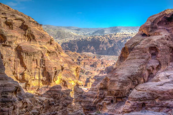 Vista aérea do vale do Petra na Jordânia — Fotografia de Stock