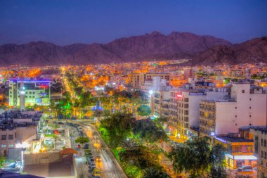 Akabe, Ürdün, 31 Aralık 2018: Gün batımı görünümü, Aqaba, Ürdün