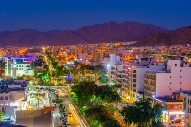 Akabe, Ürdün, 31 Aralık 2018: Gün batımı görünümü, Aqaba, Ürdün