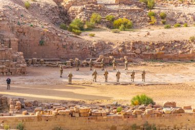 Petra, Jordan, 3 Ocak 2019: Antik Roma düzgün Askerllerin