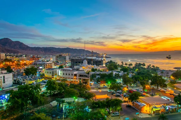 AQABA, JORDAN, DECEMBER 31, 2018: Aerial view of Aqaba with Shar — Stock Photo, Image