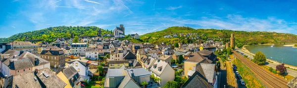 Flyg foto över Oberwesel i Tyskland — Stockfoto