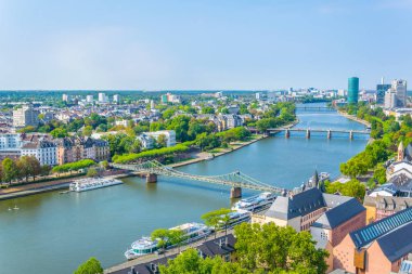 Frankfurt, Almanya 'daki Main nehrin havadan görünümü