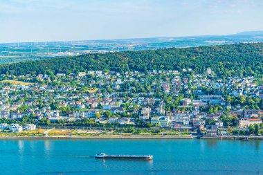 Almanya 'da Bingen Rhein 'ın havadan görünümü