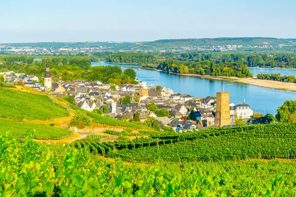 Letecký pohled na Ruedesheim am Rhein v Německu — Stock fotografie