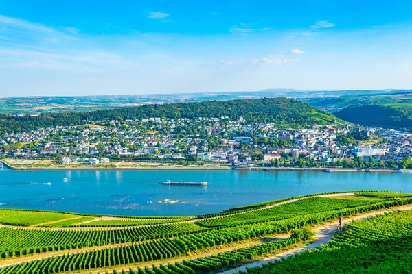 Flyg foto över Bingen am Rhein i Tyskland — Stockfoto