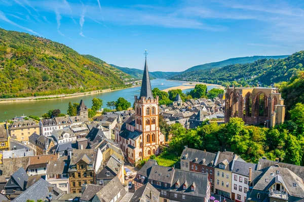 Aerial view of Bacharach from Postenturm, Germany — Stock Photo, Image