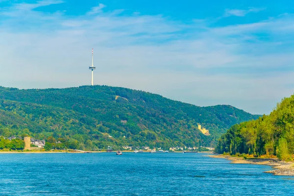 Rajna-folyó közel Koblenz Németországban — Stock Fotó