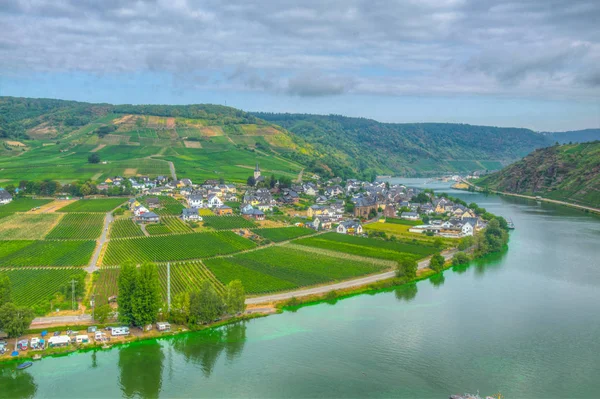 Letecký pohled na Ellenz-Poltersdorf z Burg Metternicha, Německo — Stock fotografie