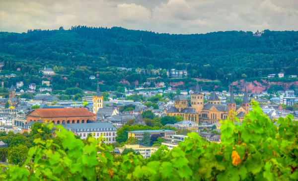 Petrisberg Tepesi 'nden Trier 'in havadan görünümü, Almanya