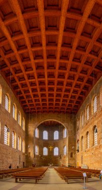 Trier, Almanya, 14 Ağustos 2018: Trier, Almanya 'daki Constantin bazilikasının Iç mekanı