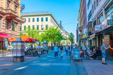 Frankfurt, Almanya, 18 Ağustos 2018: turistlere gezinti