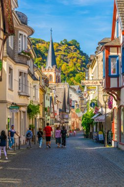 Bacharach, Almanya, Ağustos 16, 2018: bir sokak görünümü