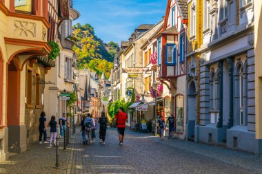 Bacharach, Almanya, Ağustos 16, 2018: bir sokak görünümü