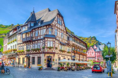 Bacharach, Almanya, Ağustos 16, 2018: bir sokak görünümü