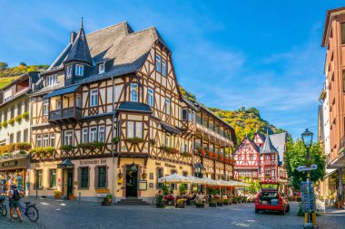 Bacharach, Almanya, Ağustos 16, 2018: bir sokak görünümü