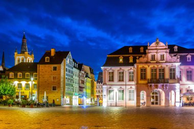 TRIER, GERMANY, AUGUST 14, 2018: Night view of Domfreihof square