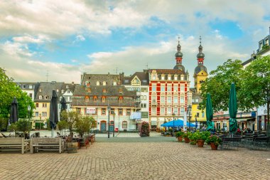 Koblenz, Almanya, 13 Ağustos 2018: cente içinde Munzplatz Meydanı