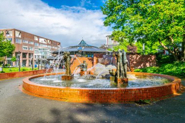 Dortmund, Almanya, 30 Nisan, 2018: Gauklerbrunnen Çeşmesi St